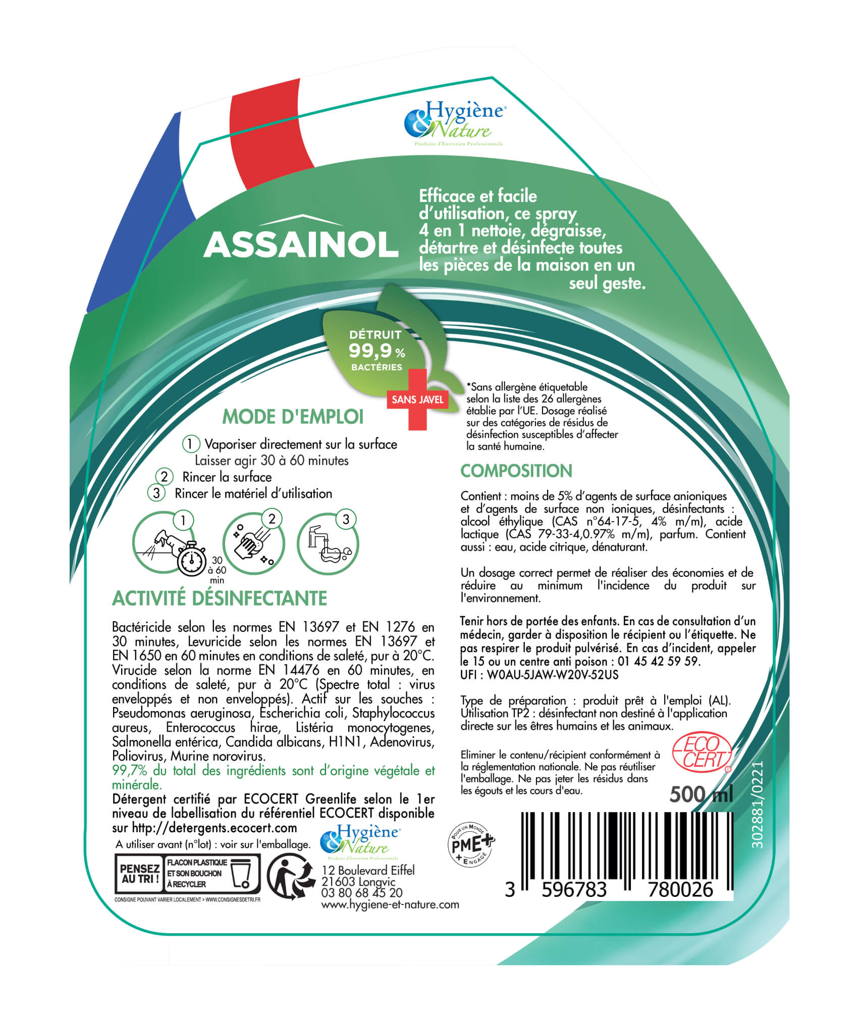 Produit desinfectant maison multi usages Sanytol 500ml