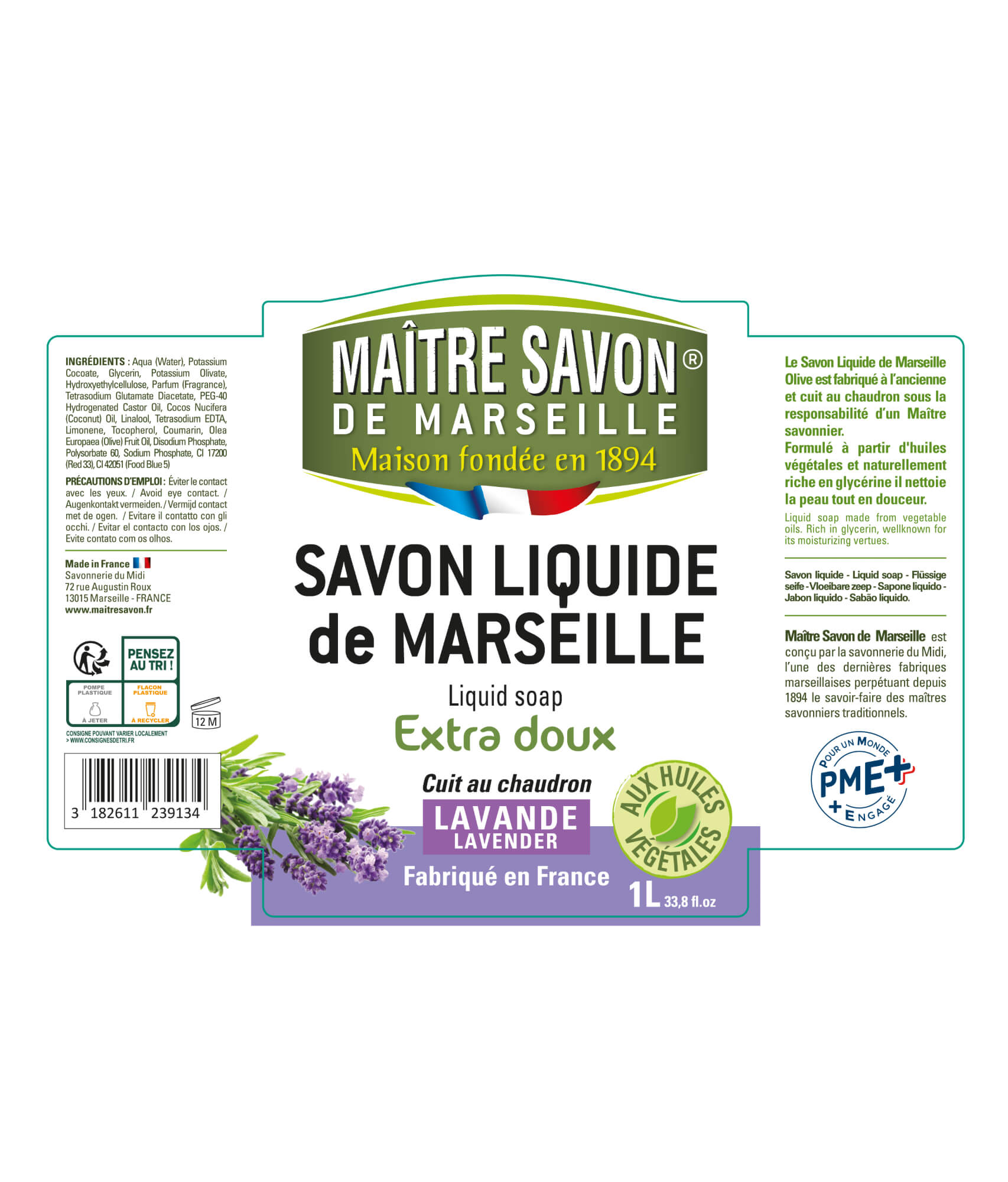 Savon noir de Marseille liquide, Maitre savon de Marseille (1 L