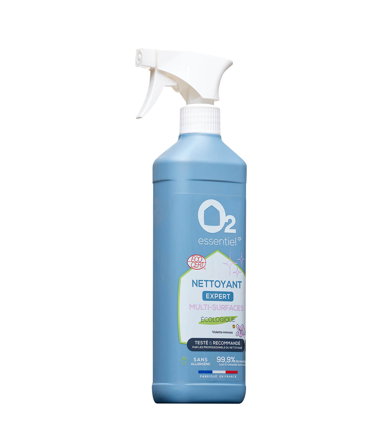 O2 Essentiel – Nettoyant Multi-surfaces, Parfum Violette-mimosa – ECOCERT –  500ml - Produit d'Entretien Français